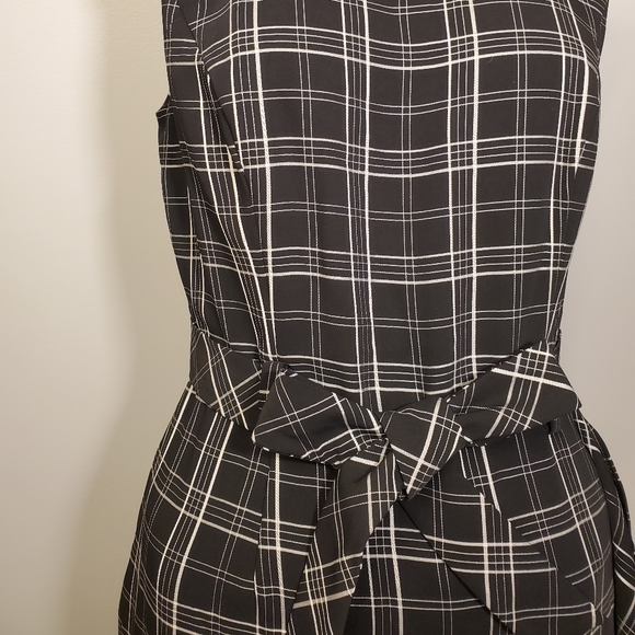 ♠️3xHost Pick♠️ New Calvin Klein Black and White Plaid Dress w/Tie - Picture 5 of 8